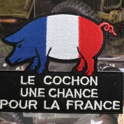 Le cochon une chance pour la France - Hauteur : 70 mm Largeur : 85 mm à coudre ou à thermocoller