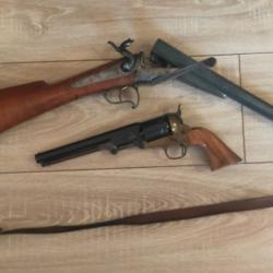 PETIT PRIX DE RÉSERVE :  Coach gun à broche et Colt 1851