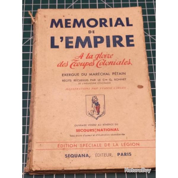 MEMORIAL DE L'EMPIRE A LA GLOIRE DES TROUPES COLONIALES, EXERGUE DU MAL PETAIN, SECOURS NATIONAL