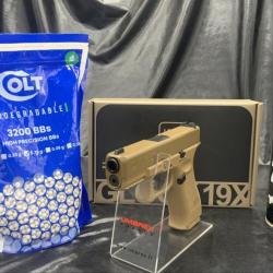 Pack prêt a tirer Pistolet - Glock 19X- Calibre BBs 6mm - Airsoft