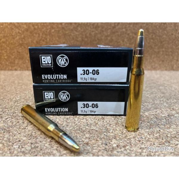 2 BOITES DE MUNITIONS GRANDE CHASSE RWS 30-06 EVO   11.9 gr