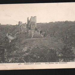 crozant creuse les ruines vue d'ensemble carte postale ancienne