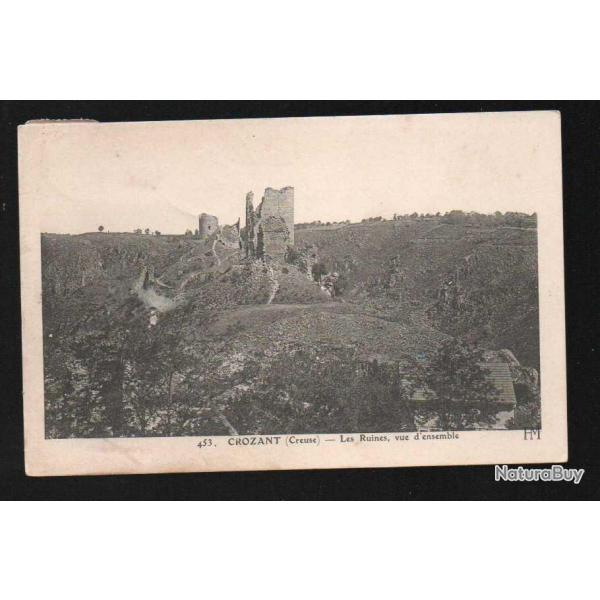 crozant creuse les ruines vue d'ensemble carte postale ancienne