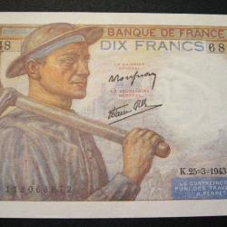 France  10 Francs "mineur" neuf du 25-3-1943