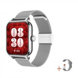 Montre Connectee pour Android iPhone Bluetooth 5.0, Couleur: Argent