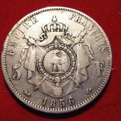 ecu de 5 francs argent Napoleon III 1856 D