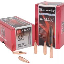 Ogives HORNADY 30 .308 168gr A-MAX 30502 - Boite de 100 unités