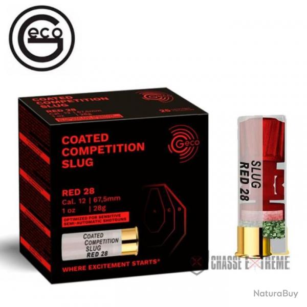 100 Cartouches GECO Comptition Slug Ccs Red 28 Cal 12/67,5