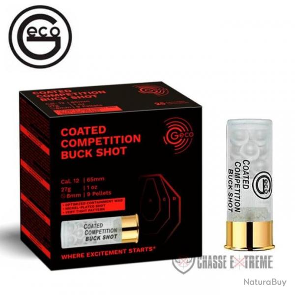 25 Cartouches GECO Comptition Cc Buck Shot 27,0g Cal 12/65