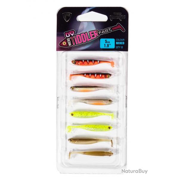 Leurre Souple Fox Rage Micro Tiddler Fast UV 5cm Mixed Colour par 8 5cm UV Red Wake, UV Hot Olive, U