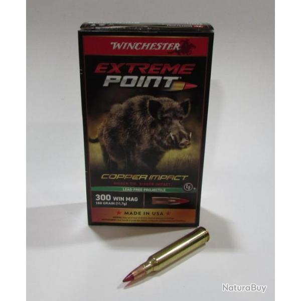 1 boite neuve de 20 cartouches  de calibre 300 Winchester Magnum Extreme point lead free 180 grains