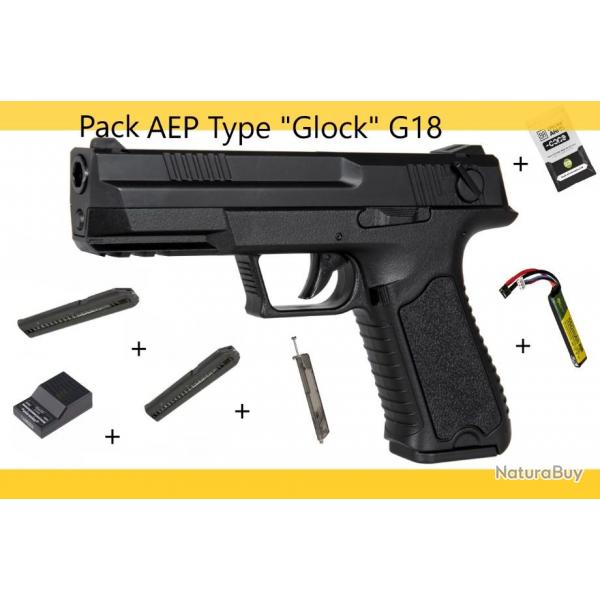 AEP Mosfet Edition: Type "Glock" G18/  Pack Pistolet Airsoft ( Promotion )