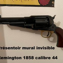 EXCLU - Support mural invisible de présentation pour Remington 1858 calibre 44 - Fait en France