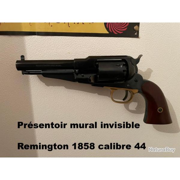 EXCLU - Support mural invisible de prsentation pour Remington 1858 calibre 44 - Fait en France