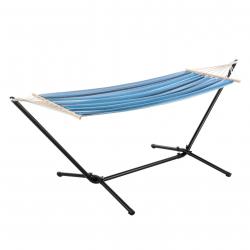 Hamac avec cadre acier coton polyester 200x100 cm noir bleu rayé 03_0007166