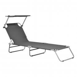 Transat bain de soleil avec pare-soleil inclinable acier polyester argenté mat gris foncé 03_0006408