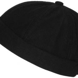 Bonnet Docker Velours Noir en Coton Look Marin Miki Kerouak Taille unique Noir