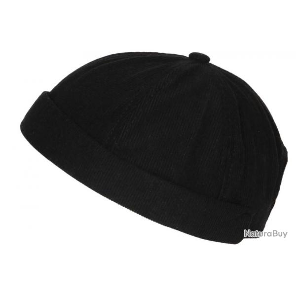 Bonnet Docker Velours Noir en Coton Look Marin Miki Kerouak Taille unique Noir