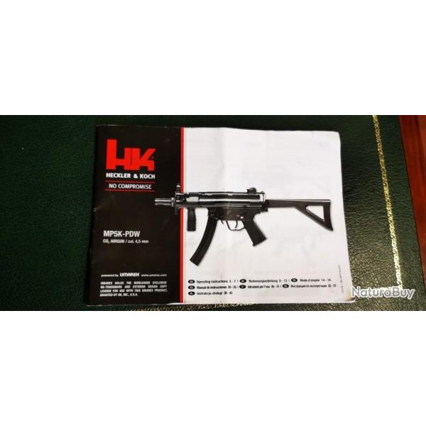 NOTICE COMPLETE H&K MP5K-PDW CO2 4.5mm  Umarex