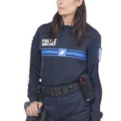 Polo Bleu Police Municipale manches longues maille dsw