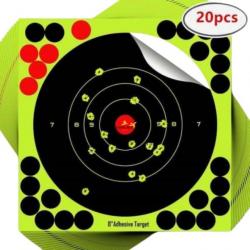Lot de 20 cibles adhésives fluorescentes réactives à l'impact du projectile - 20X20cm