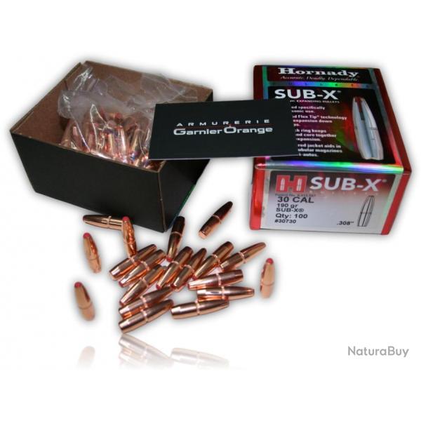 OGIVE HORNADY SUB-X CAL 30 308 190GR BTE 100 30730