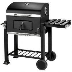 Barbecue à charbon de bois 3 en 1 avec thermomètre avec grille à hauteur réglable noir 1508003