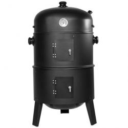 Fumoir barbecue vertical 3 en 1, pour grillades, fumage, cuisson, arrivée d'air réglable, ø 41 cm 1