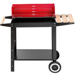 Barbecue chariot charbon de bois, mobile sur deux roues, poignée pratique en bois 1508005