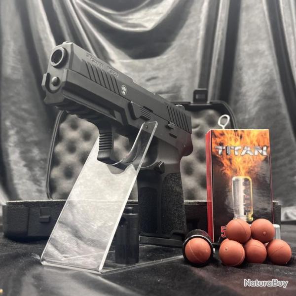Pack "Dfense" Pistolet Alarme Sig Sauer P320 Noir "9mmPAK + "50 munitions + Embout self-gomme