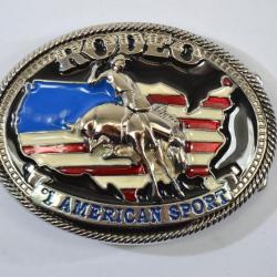 Boucle ceinture USA 1 American sport drapeau US américain country cowboy western farwest rodeo