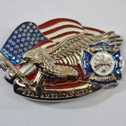 Boucle ceinture USA FD Fire Department Real American Hero drapeau US américain country pompier