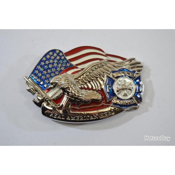 Boucle ceinture USA FD Fire Department Real American Hero drapeau US amricain country pompier