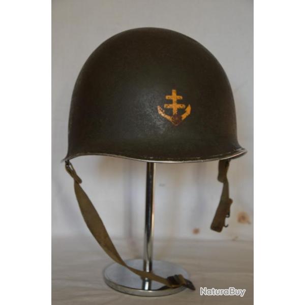 CASQUE AMERICAIN USM1-2 DIVISION BLINDEE-RMT-REGIMENT DE MARCHE DU TCHAD-LIBERATION-LORRAINE-ALSACE