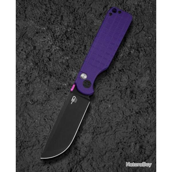 Couteau Bestech Glok Purple Manche G10 Lame Acier 14C28N IKBS Button Lock Clip BTKG55D