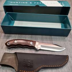 Poignard couteau de chasse dans son coffret avec son étui 