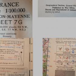 W /I D - Rare carte britannique de NORMANDIE Argentan Alençon Domfront Mayenne Ferté Macé datée1944