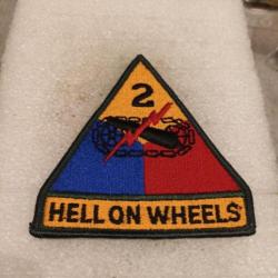 Patch armée us 2nd ARMORED DIVISION +TAB HELL ON WHEELS ORIGINAL