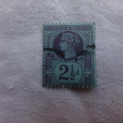 rare et ancien timbre Royaume Uni - reine Victoria  2-1/2d
