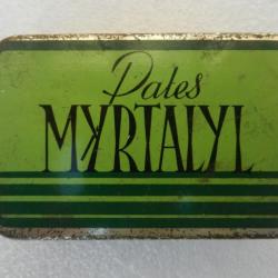 rare boîte métal Pates Myrtalyl - laboratoires Sauba Montreuil Paris