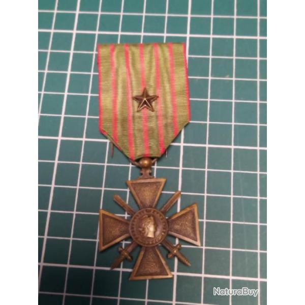 MEDAILLE CROIX DE GUERRE 14/18 WW1, AVEC PINGLE