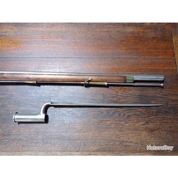 Baonnette fusil  silex anglais Brown Bess - India Pattern ou New Land Pattern - 1800-1850 - TBE