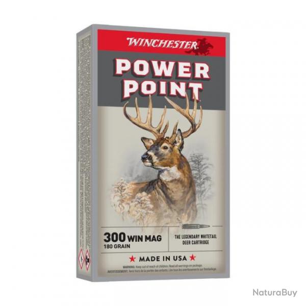 Munitions WINCHESTER 300 Win Mag  Power- Point 180 " Livraison Gratuite "