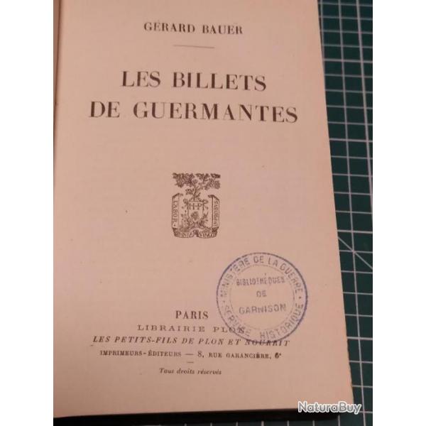LES BILLETS DE GUERMANTES 1934.1935, ED PLON