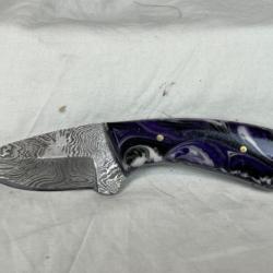Couteau à dépecer forgé Damas 17cm marbré violet CHASSE24