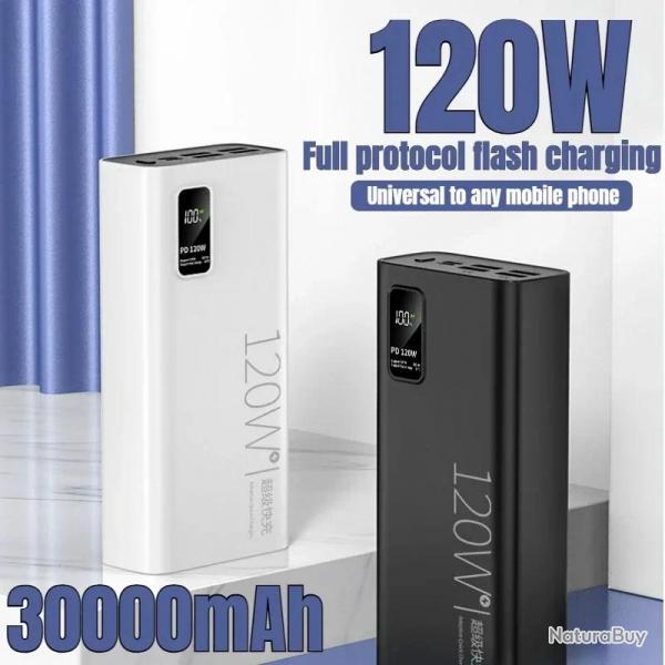 Batterie PowerBank Charge Super Rapide 120W LED, Modele: 30000mAh