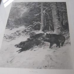Tableau de chasse  "Ein Wintertag" (un jour d'hiver) de Christian Kröner