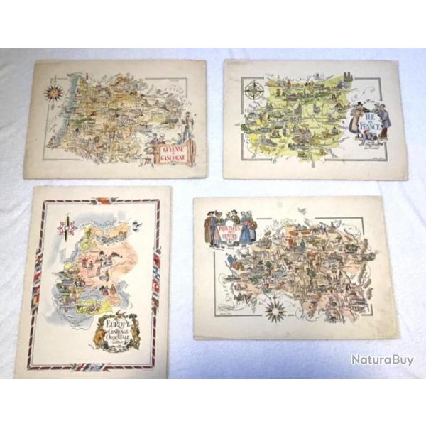 Lot Estampes/cartes anciennes Jacques Liozu 1951