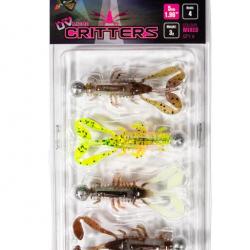 Kit Leurres Fox Rage Micro Critters Ultra UV Mixed Colour Loaded 5cm 3g Par 4 5cm Green Pumpkin, Lem