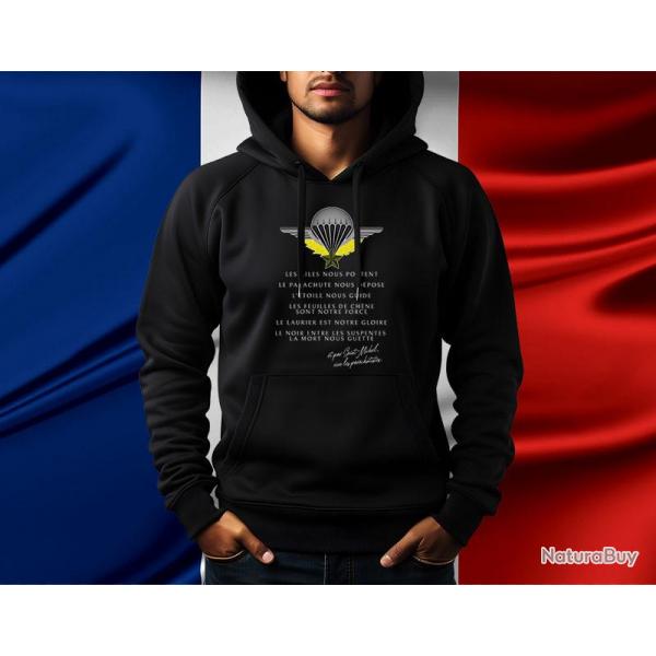 Sweat shirt  Capuche, Saint-Michel France arme Militaire patron Parachutiste paras tailles S  XXL
